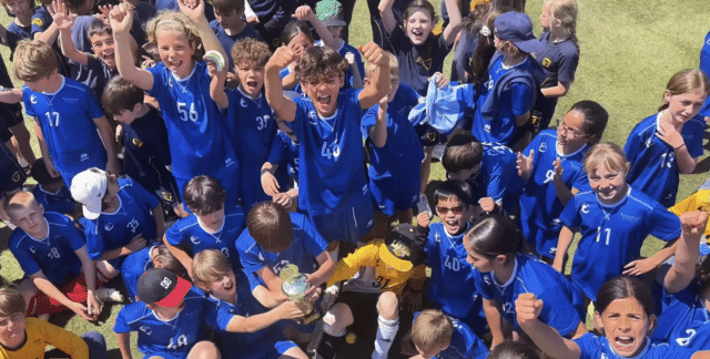 ISZL Students winning and celebrating in a sports event.